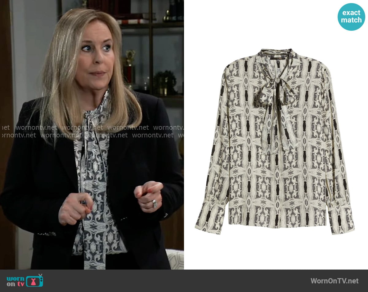 Kobi Halperin Gisela Blouse in Ivory Multi worn by Laura Collins (Genie Francis) on General Hospital