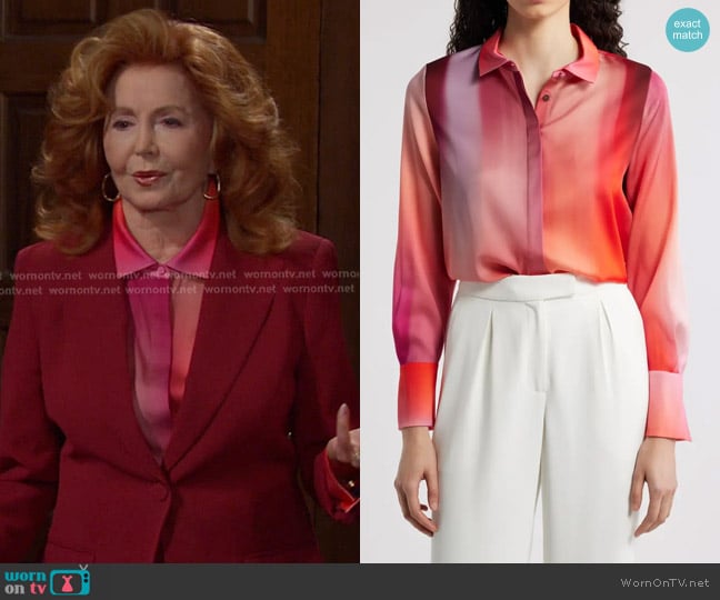 Kobi Halperin Printed Silk Blend Button-Up Shirt worn by Maggie Horton (Suzanne Rogers) on Days of our Lives