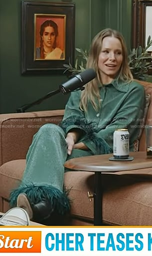 Kristen Bell’s green feather trim pajamas on Today