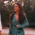 Kyle’s green satin tie front blazer and pants on The Real Housewives of Beverly Hills