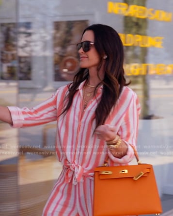 Kyle’s pink striped shirt and pants on The Real Housewives of Beverly Hills