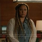 Karen’s white lace inset cardigan on 9-1-1