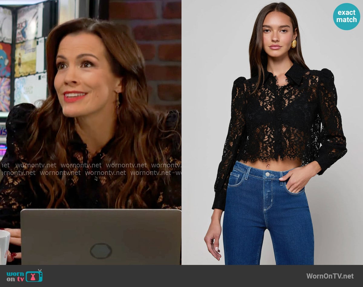 L'Agence Anita Blouse in Black worn by Chelsea Lawson (Melissa Claire Egan) on The Young and the Restless