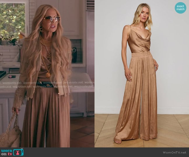 L'Agence Calista Silk Cowl Neck Camisole worn by Erika Jayne on The Real Housewives of Beverly Hills