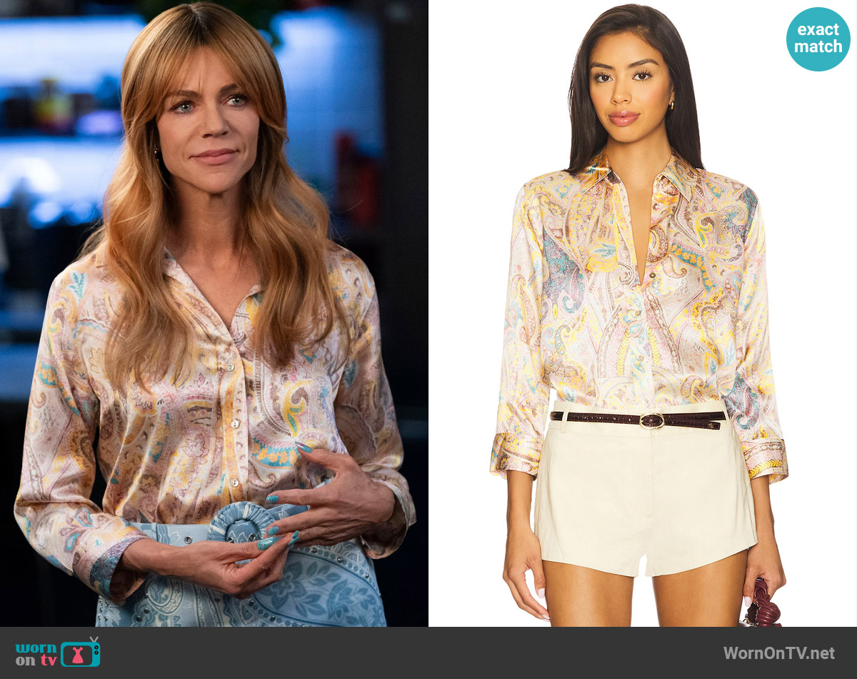 L'Agence Dani Blouse in Multi Western Paisley worn by Morgan Gillory (Kaitlin Olson) on High Potential