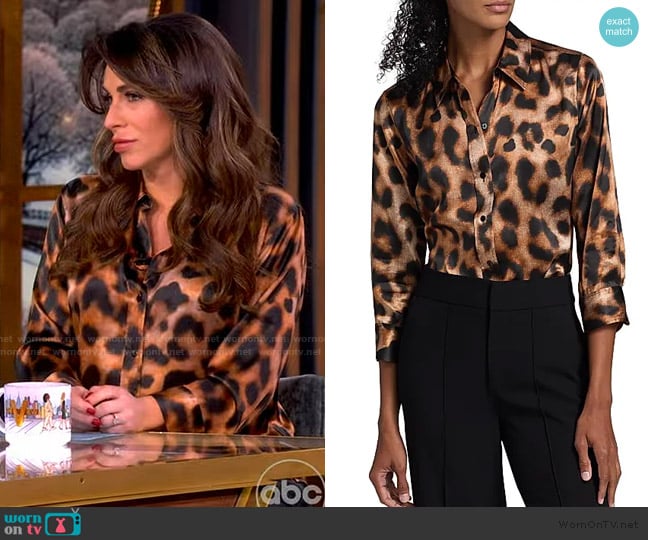 L'Agence Dani Leopard-Print Silk Blouse worn by Alyssa Farah Griffin on The View