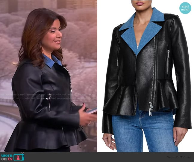 Ana’s black leather peplum jacket on The View
