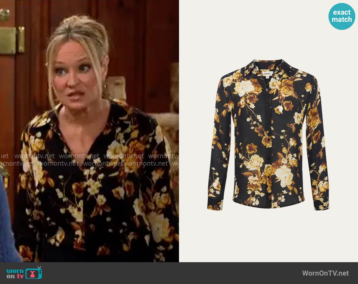L'Agence Nina Blouse worn by Sharon Newman (Sharon Case) on The Young and the Restless