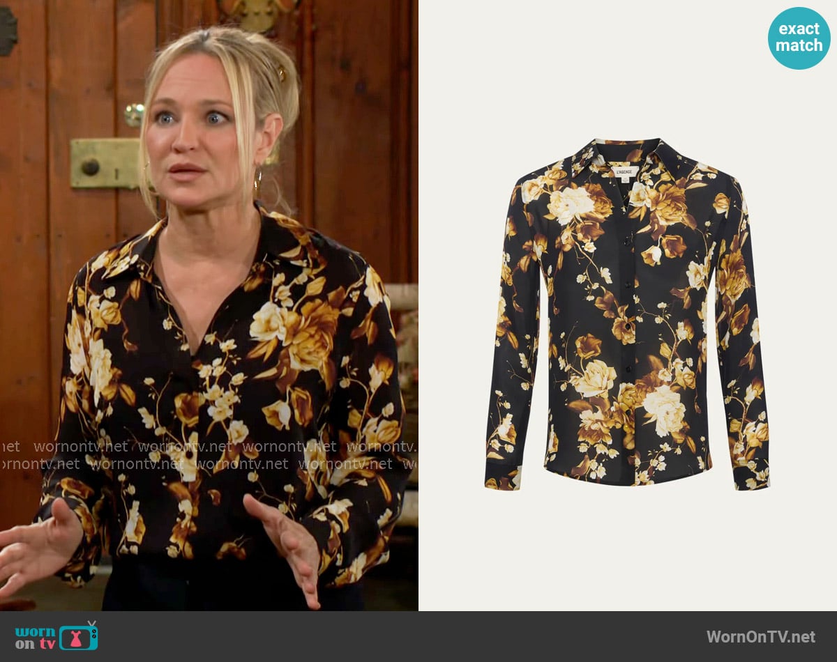 L'Agence Nina Blouse worn by Sharon Newman (Sharon Case) on The Young and the Restless