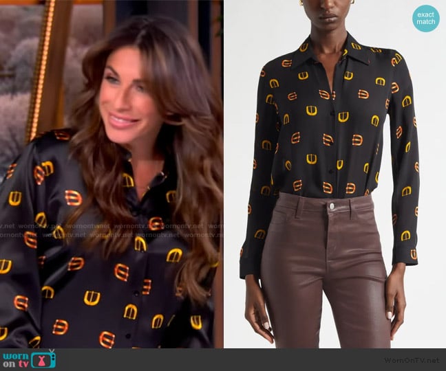 L'Agence Nina Horsebit Print Silk Button-Up Shirt worn by Alyssa Farah Griffin on The View
