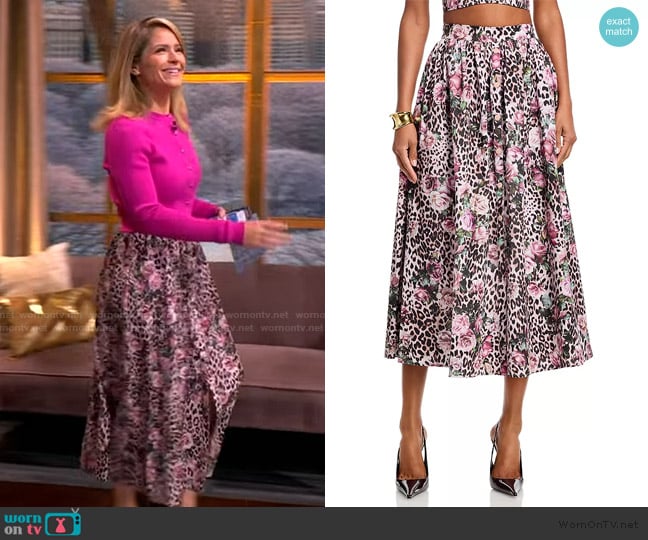 L'Agence Seina Front Placket Midi Skirt worn by Sara Haines on The View