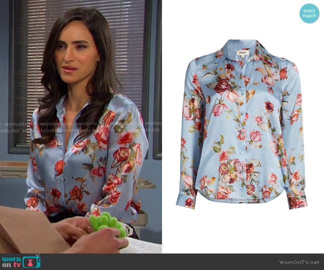 L'Agence Tyler Floral Silk Blouse worn by Gabi Hernandez (Cherie Jimenez) on Days of our Lives