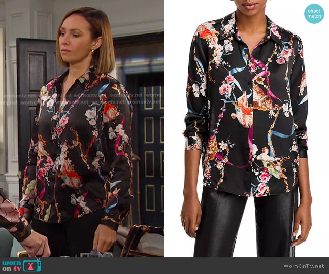 L'Agence Tyler Silk Blouse worn by Gwen Rizczech (Emily O'Brien) on Days of our Lives