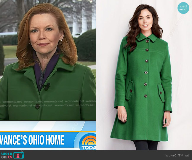 Land's End Pea Coat in Green worn by Kelly O’Donnell on Today