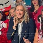 Lara’s grey cable knit jacket and navy blazer on Good Morning America