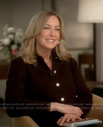 Lara's burgundy cardigan on Good Morning America