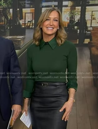 Lara's green collared sweater on Good Morning America