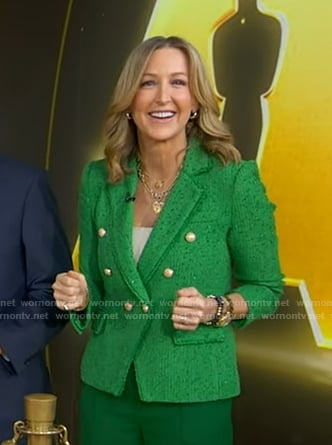 Lara’s green tweed blazer on Good Morning America