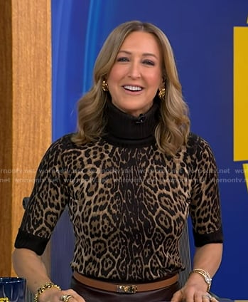 Lara’s leopard short sleeve sweater on Good Morning America
