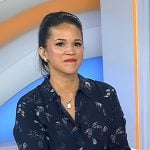 Laura's navy butterfly print shirt on Today