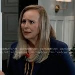 Laura’s navy and red striped shirt on General Hospital