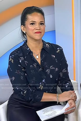 Laura’s navy butterfly print shirt on Today