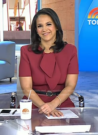 Laura's red tie neck dress on Today