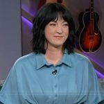 Lauren's blue corset mini dress on The Kelly Clarkson Show