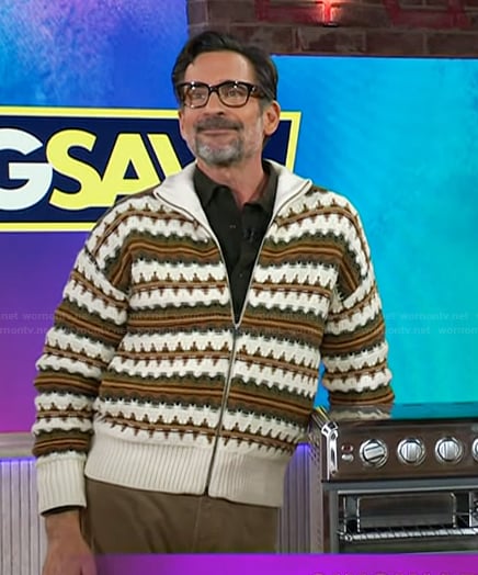 Lawrence Zarian’s fairisle cardigan on The Kelly Clarkson Show
