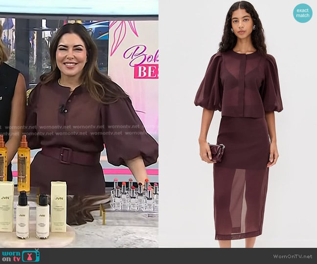 Le Bop Liza Organza Puff Sleeve Top and  Olivia Skirt worn by Bobbie Thomas on Today