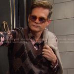 Leo’s black floral shirt and argyle knit vest on Days of our Lives