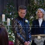 Leo's metallic stripe wedding suit on Days of our Lives