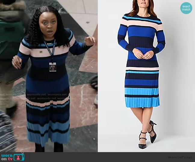 Liz Claiborne Striped Sweater Dress worn by Janine Teagues (Quinta Brunson) on Abbott Elementary