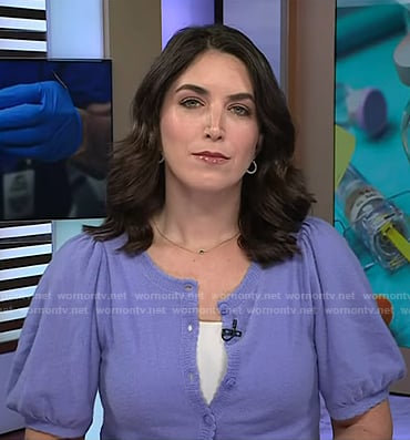 Liz’s blue puff sleeve cardigan on Today