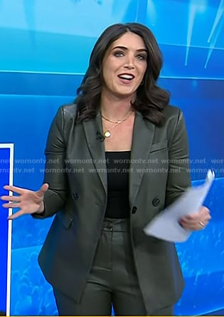 Liz’s green leather blazer and pants on Today
