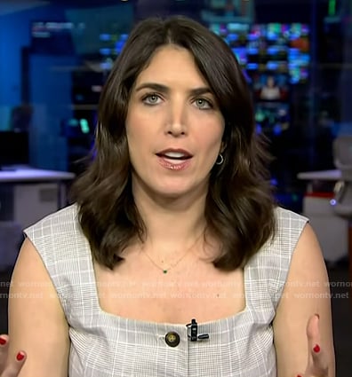 Liz’s grey plaid square neck top on Today