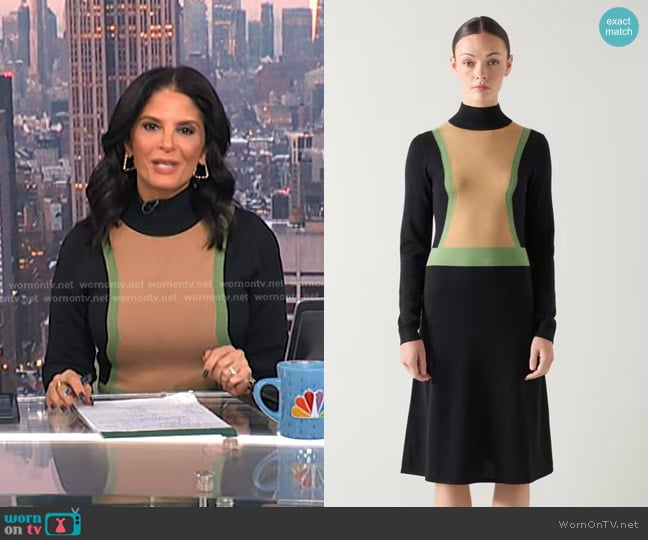 LK Bennett Natalia Black Colourblock Merino Dress worn by Darlene Rodriguez on Today