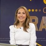 Lori's white asymmetric sweater and leather pants on Good Morning America