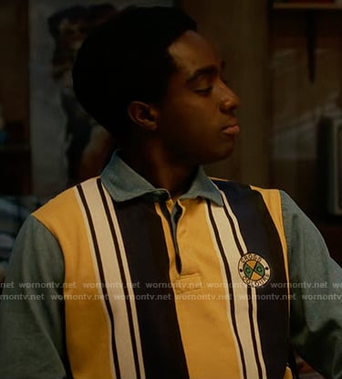 Luca's striped long sleeve polo on Stranger Things