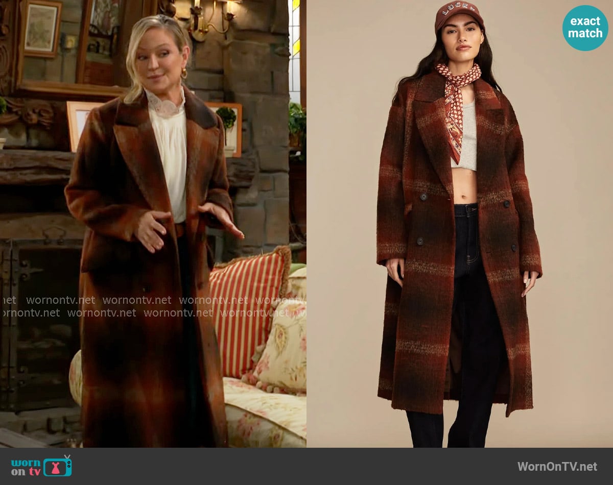 Lucky Brand Plaid Coat worn by Sharon Newman (Sharon Case) on The Young and the Restless