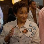 Lucretia’s khaki embroidered jacket on The Upshaws