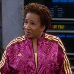 Lucretia’s pink floral print jacket and pants on The Upshaws