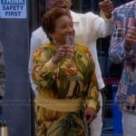 Lucretia’s yellow floral print hoodie and pants on The Upshaws