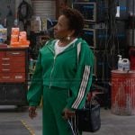 Lucretia's green oversized hoodie on The Upshaws