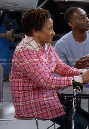 Lucretia’s pink plaid shirt on The Upshaws