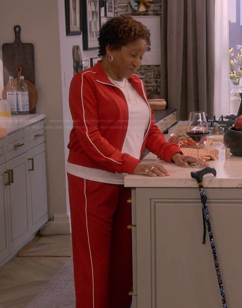 Lucretia’s red track jacket and pants on The Upshaws
