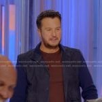 Luke's navy suede jacket with knit sleeves on American Idol