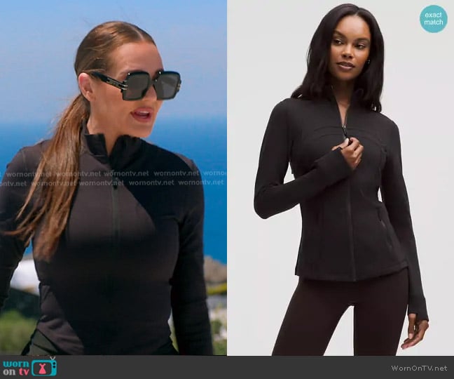 Meredith’s black zip jacket on The Real Housewives of Salt Lake City Meredith’s black zip jacket on The Real Housewives of Salt Lake City