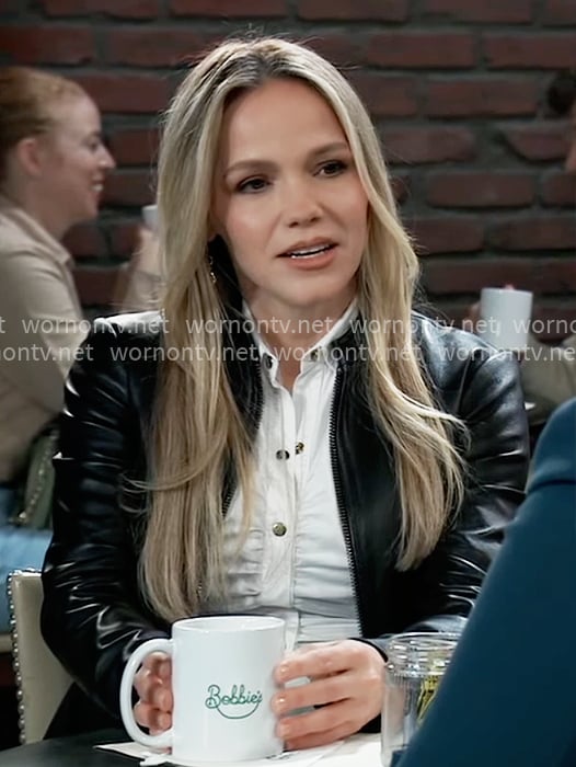 Lulu’s white ruched button-front shirt on General Hospital