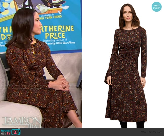 M.M. LaFleur Johnna Printed Jersey Ruched Dress worn by Catherine Price on Tamron Hall Show